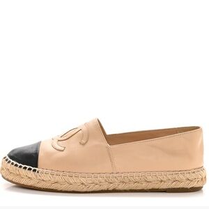 CHANEL Two-Tone Beige and Black Espadrilles